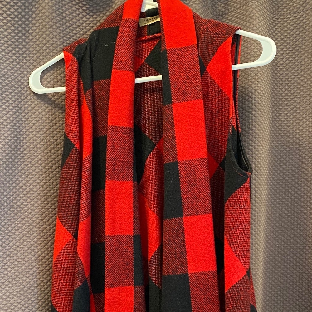 Gingham Wool Vest Jacket - image 1